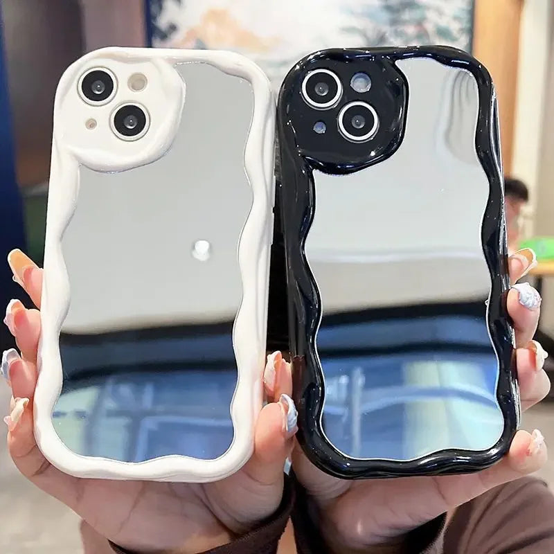 Make Up Mirror Phone Case For Iphone 17 Air 16 Pro Max 15 14 13 12 11 Pro Max 16e Plus12 13 mini 16+ Casing Cat  Soft Cute