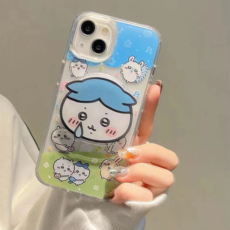 yiji Cartoon Mobile Phone Holder Magnetic ハチワレ うさぎ for IPhone Wireless Charging Box Holder Cute Decoration