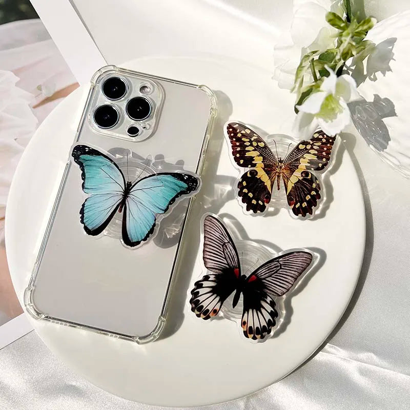 Socket Folding Grip Tok Bionic Butterfly Phone Holder 3D Effect Transparent handle insect phone Stande