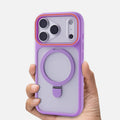 Matte Translucent Magnetic Holder Bumper Case for iPhone 17 Pro Max Air 16 15 Plus 14 13 12 Magsafe Wireless Charge Stand Cover