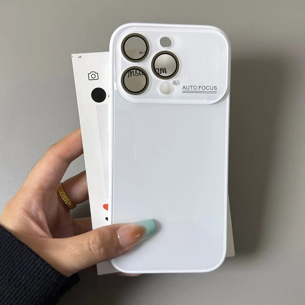 Large Window Case Compatible With iPhone 16-11 Pro Max Makaron Candy Color Glossy Hard Camera Guard Shockproof Cover