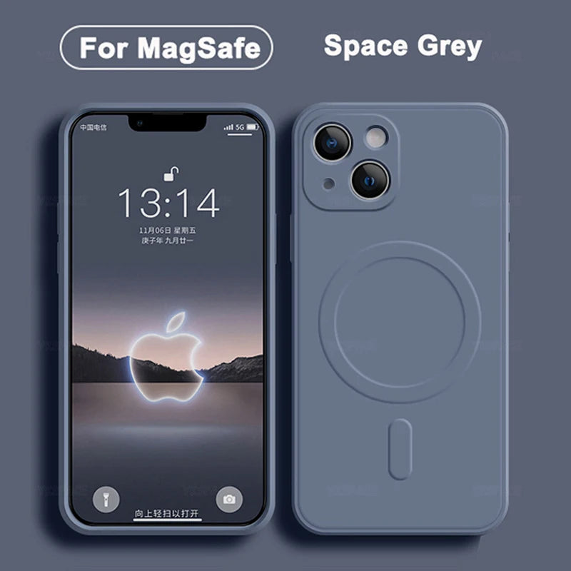 11Colors Magnetic Liquid Silicone Case For iPhone 16 Pro Max 7 8 Plus SE 2020 2022 Magsafe Wireless Charging Cover