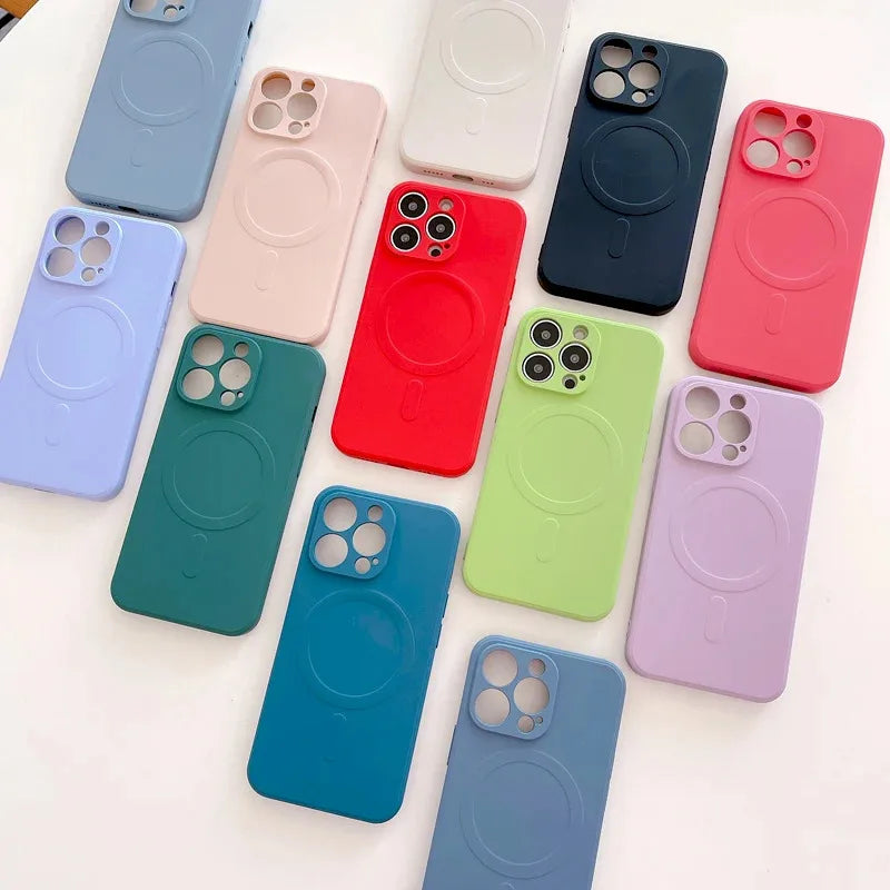 For Magsafe Magnetic Wireless Charge Case For iPhone 17 16 14 13 12 11 15 Pro Max Mini XR XS Soft Liquid Silicone Back Cover