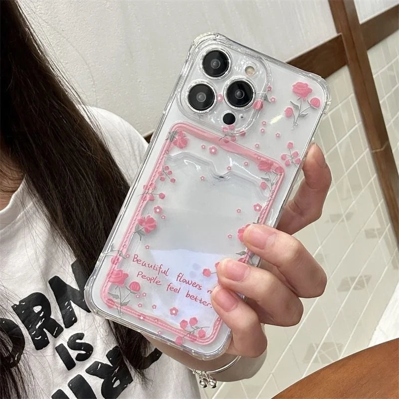 Bow Flower Wallet Card Holder Case For iPhone 17 16 13 12 11 Pro Max 17Air 16E 6 6S Plus cover Cute Silicone