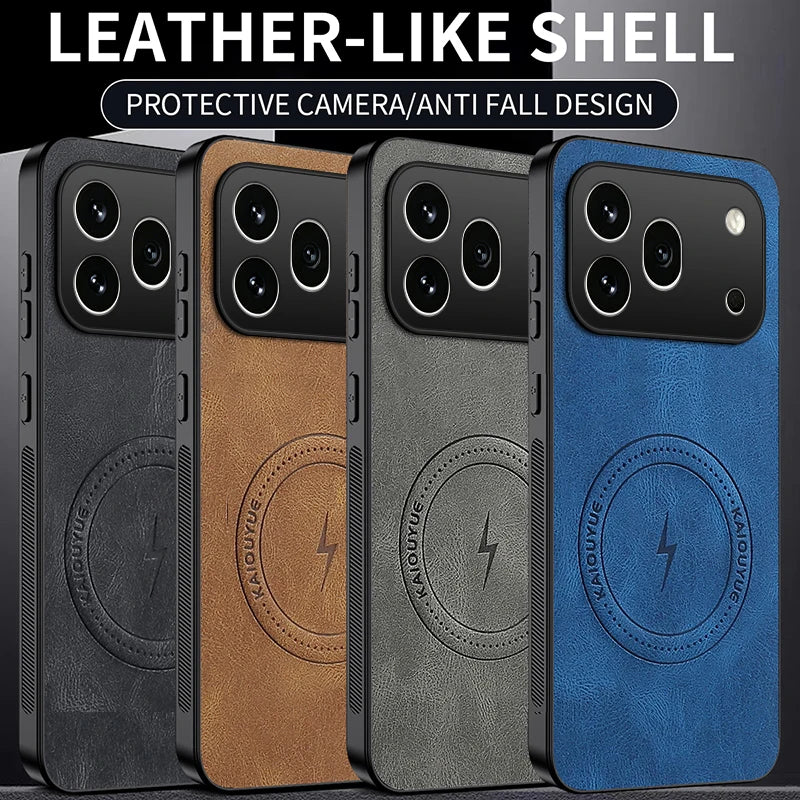 For MagSafe Magnetic Case for Honor 600 Pro Napa-textured Silicone Leather Back Cover for Honor600 600pro Anti-Fingerprint