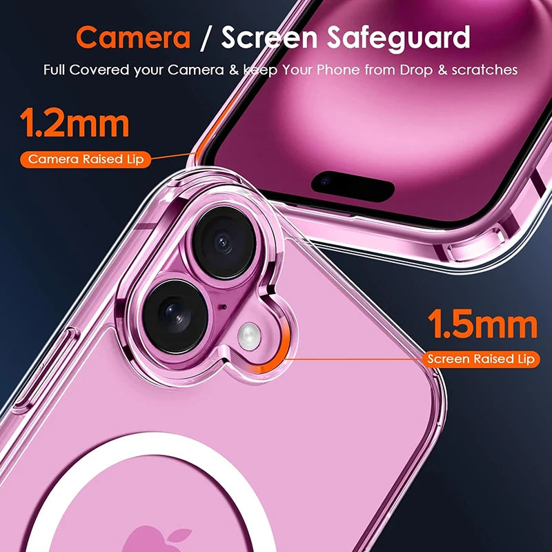 Luxury Magnetic Wireless Charge For Magsafe Case for iPhone 17 16 15 14 13 12 11 Pro Max Plus Mini Back Cover Transparent  2030