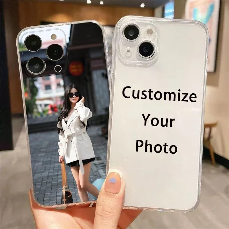 DIY iPhone 17 16 15 14 13 12 11 Pro 11 12 Mini XS Max XR 8 7 6 Plus Air Customized Photo Transparent TPU Phone Protective Case