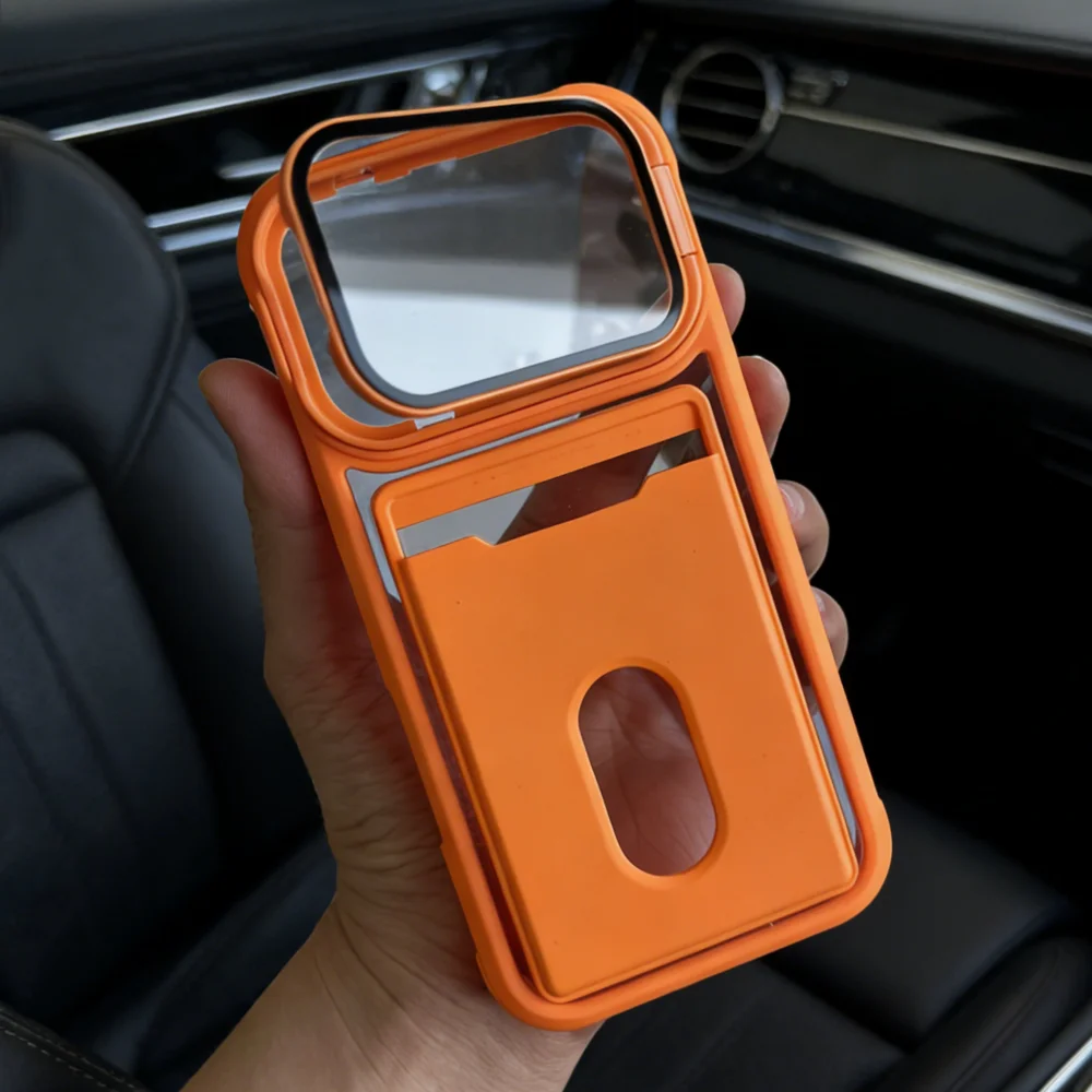 Luxury Card Holder Slot Wallet Photo Pocket Phone Case For iPhone 17 Air 16 15 14 Plus 13 12 11 Pro Max Glass Lens Bracket Cover