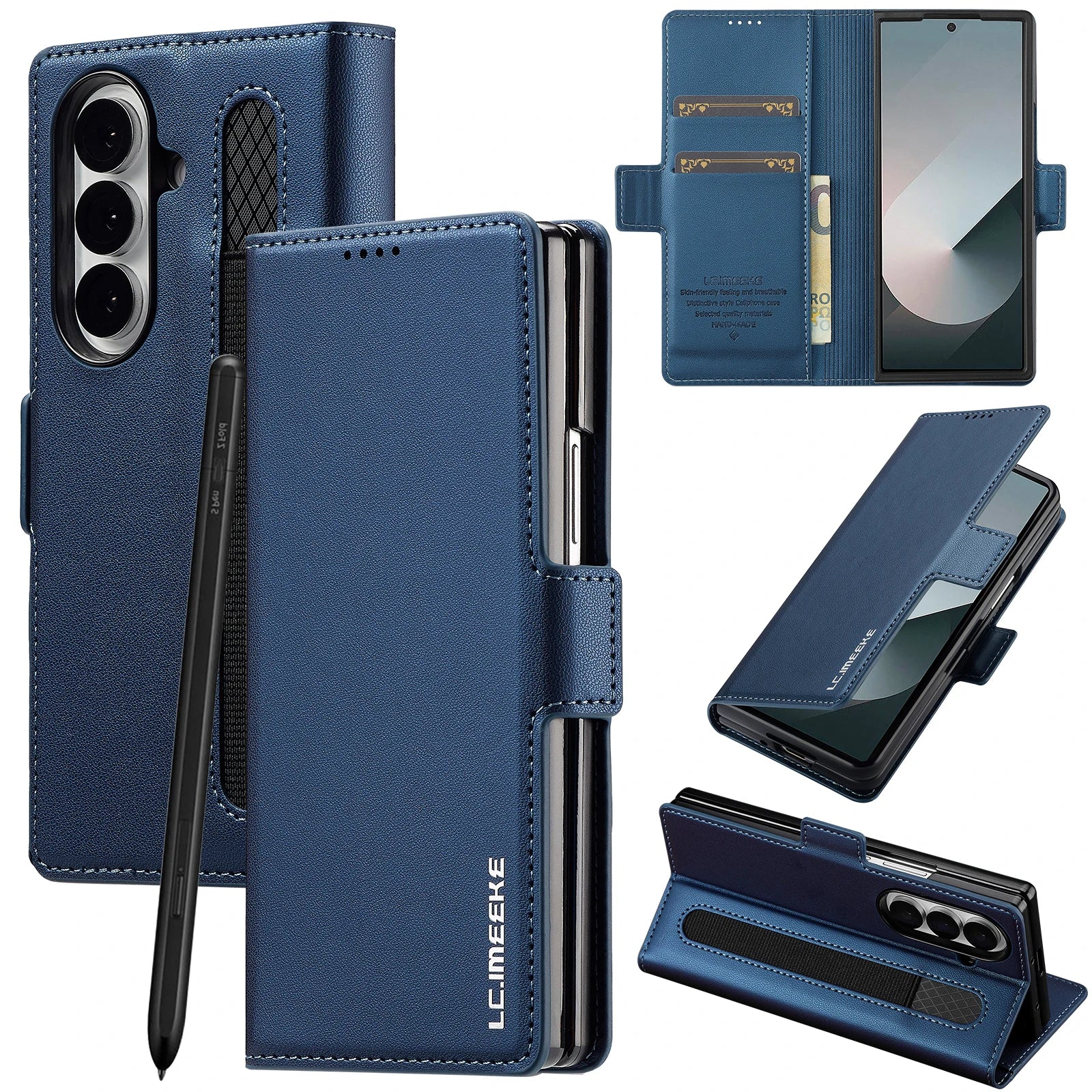 Luxury Leather Phone Case For Samsung Galaxy Z Fold 7 6 5 4 3 cover  holder fashion card funda cases