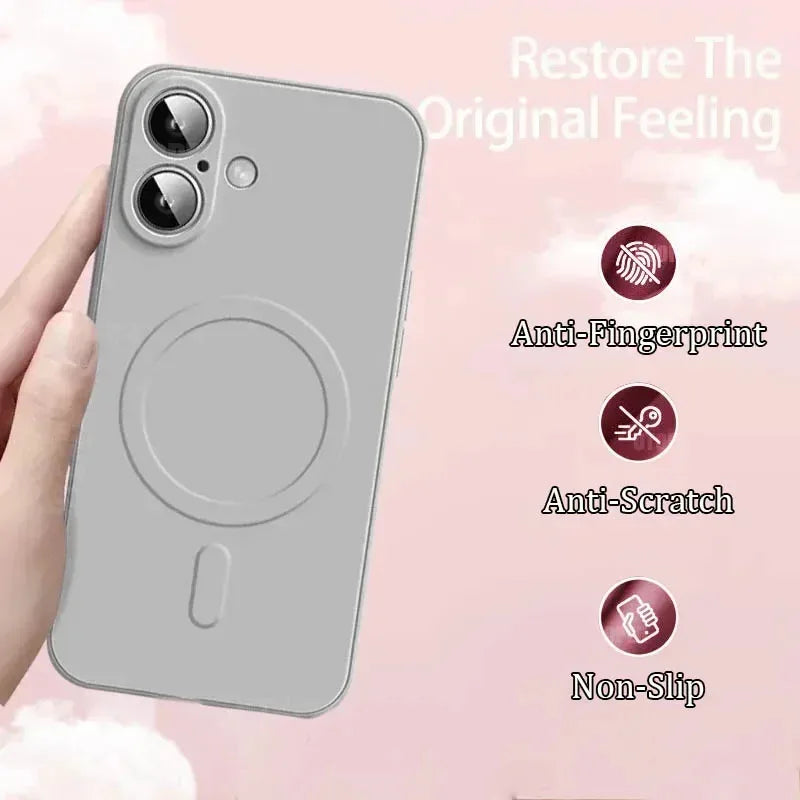 Luxury Magnetic Liquid Silicone Soft Phone Case For IPhone 16 15 14 13 12 17 Pro Max Magnetic Wireless Charging Cover