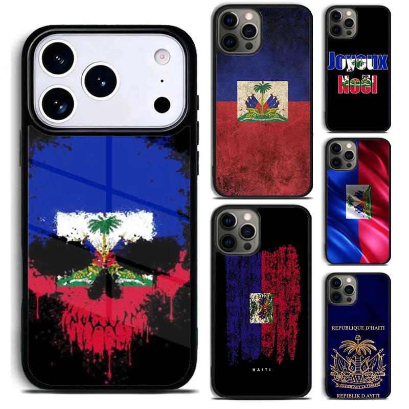 Haiti Haitian Flag Phone Case for iPhone 17 16 15 Pro Max Air 14 13 12 11 Plus Shockproof Cover