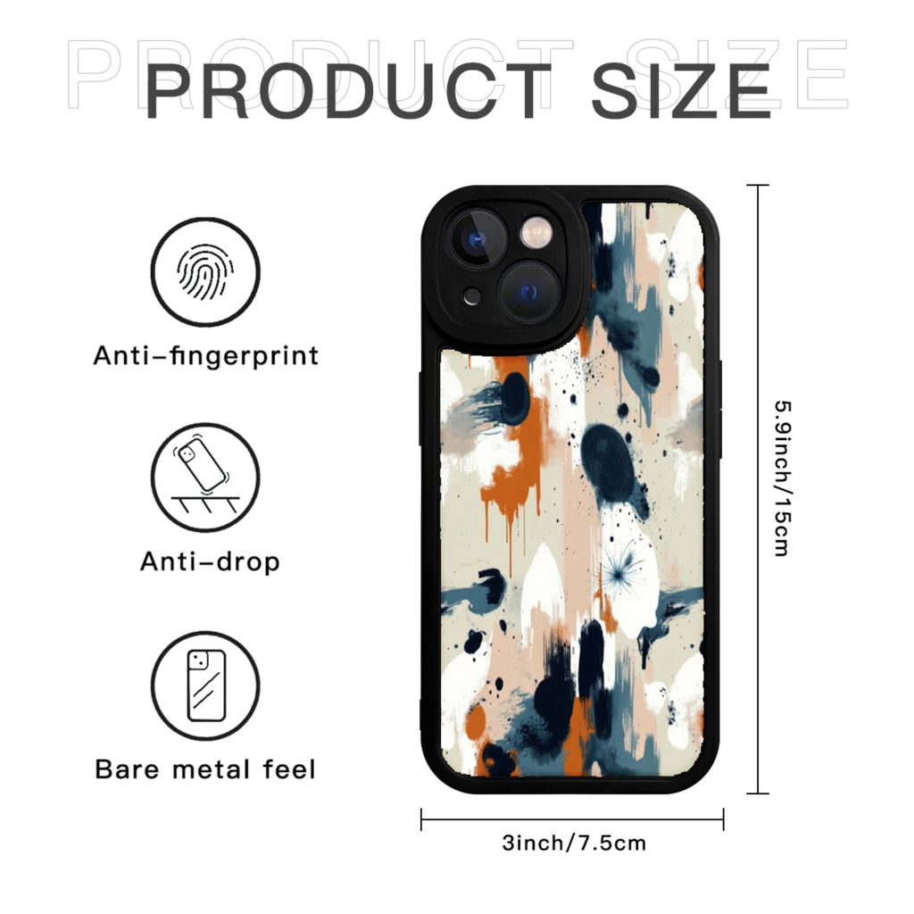Phone Case With Abstract Paint Splash Design In Beige Blue Orange And White Colors For Iphone X To Iphone 16 Pro Max Protective Cover For Daily Use And Fashion Style