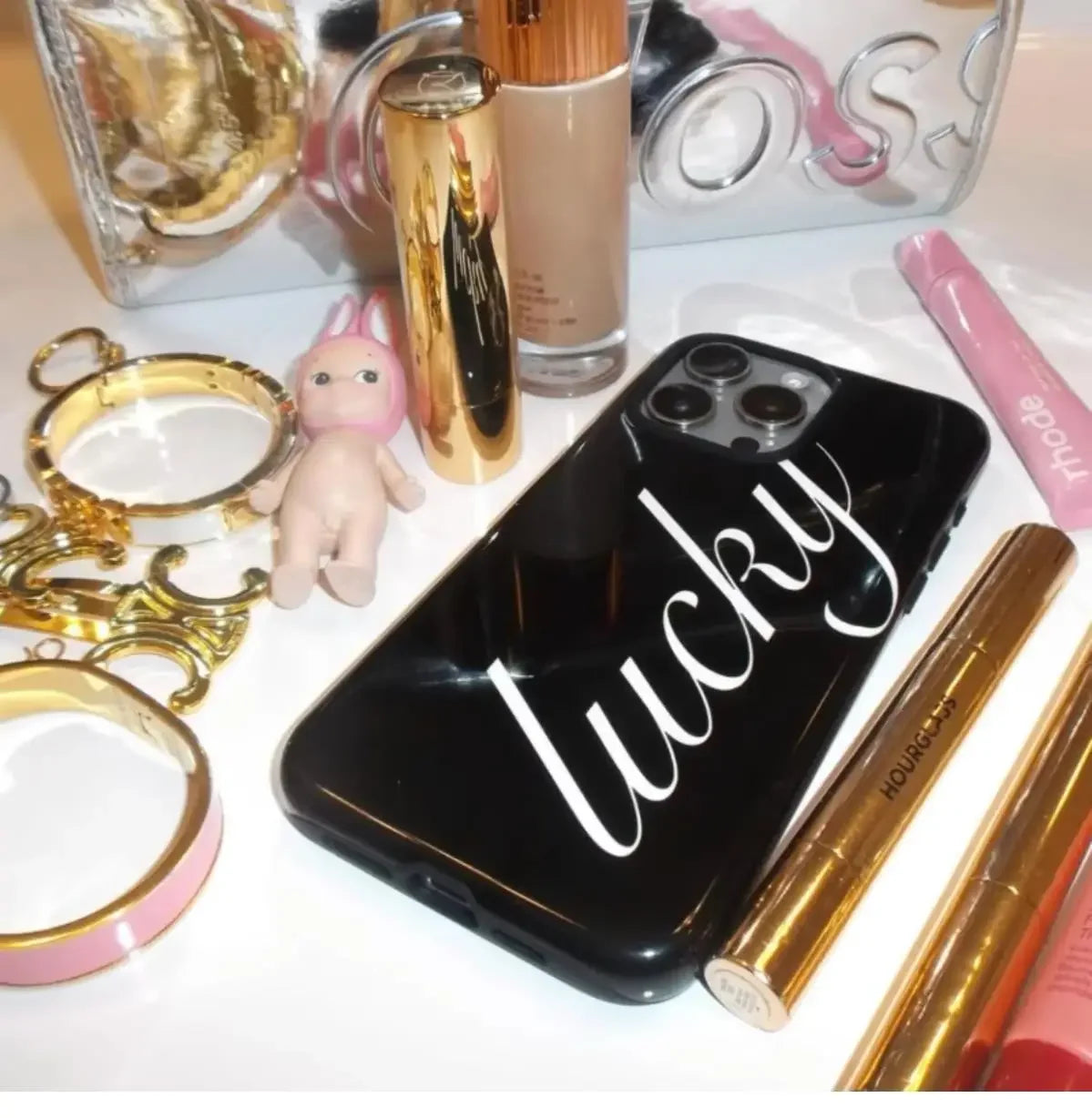 Y2K Lucky French English Lucky Phone Case For iPhone 17 16 15 13 11 Pro Max 7 8 14 PLUS 12 MINI Air XR X XS Max Black Y2K Cover