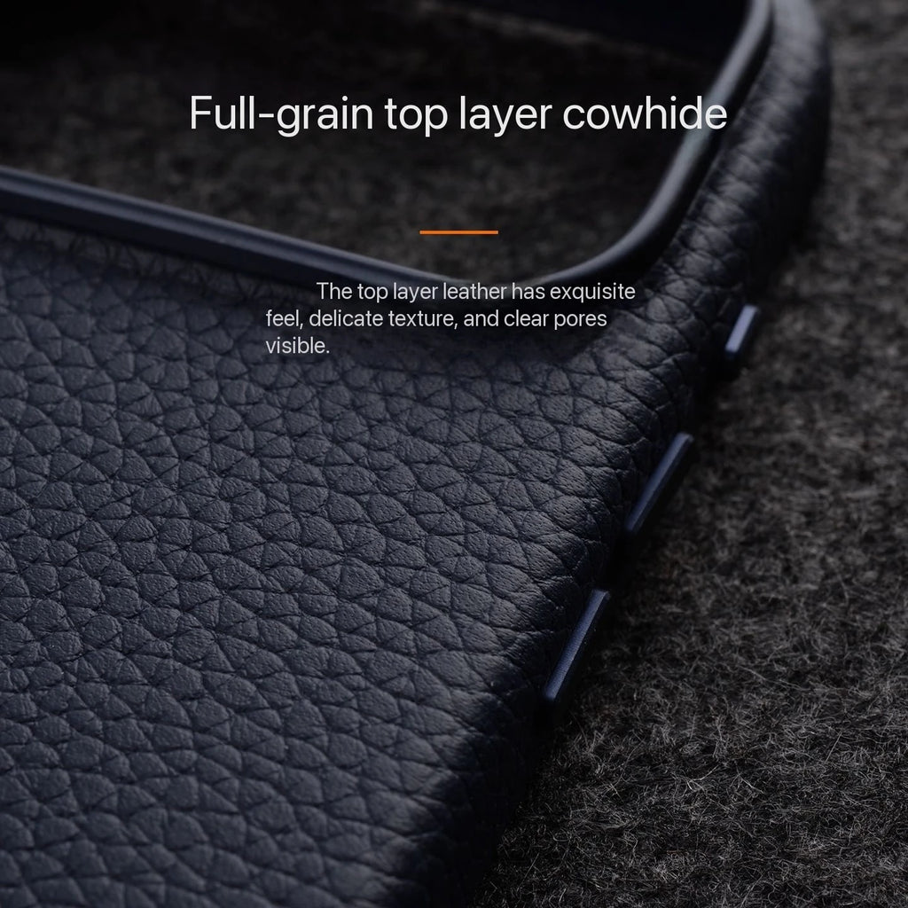 Italian Genuine Cowhide Leather Case For iPhone 17 Pro Max 17Pro with Camera Button protective Magnetic Charging MagSafe Cover