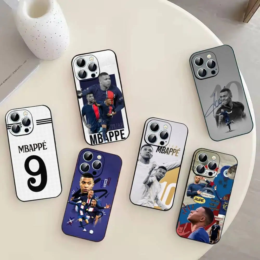 Football S-Star M-MbappeS-S Phone Case For iPhone 17,16,15,14,13,12,11 Plus,Pro Max,XS,Soft Silicone Black Cover