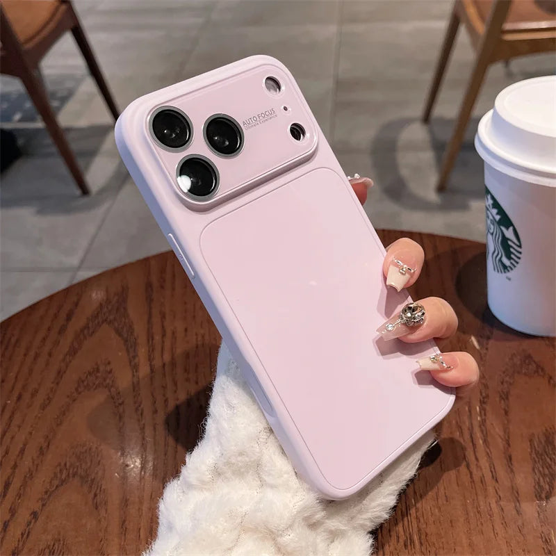 Matte Liquid Silicone Large Window Case For iPhone 17 16 15 14 13 12 Pro Max Camera Protection Veneer Leather Back Cover
