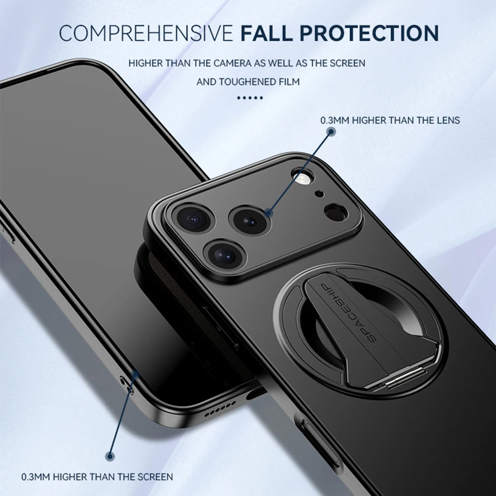 Wireless Charging Cover Lens Protection  Phone Case For iPhone 17 Pro Max 17 Pro 13 15 16 14 Air Luxury Folding Stand Magnetic