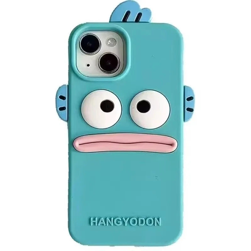 Hangyodon Fish 3D Cartoon Silicone Case for iPhone 17 Pro Max 16 15 14 Pro 13 Kawaii Soft Anime Design Rubber Cover