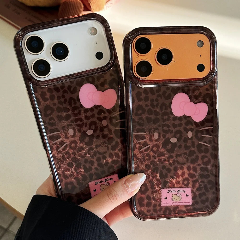 All Inclusive Leopard Print KT Emoji Case Phone Case For iPhone 17 16 15 14 Pro Max Case Cute Luxury Cartoon shockproof Cover