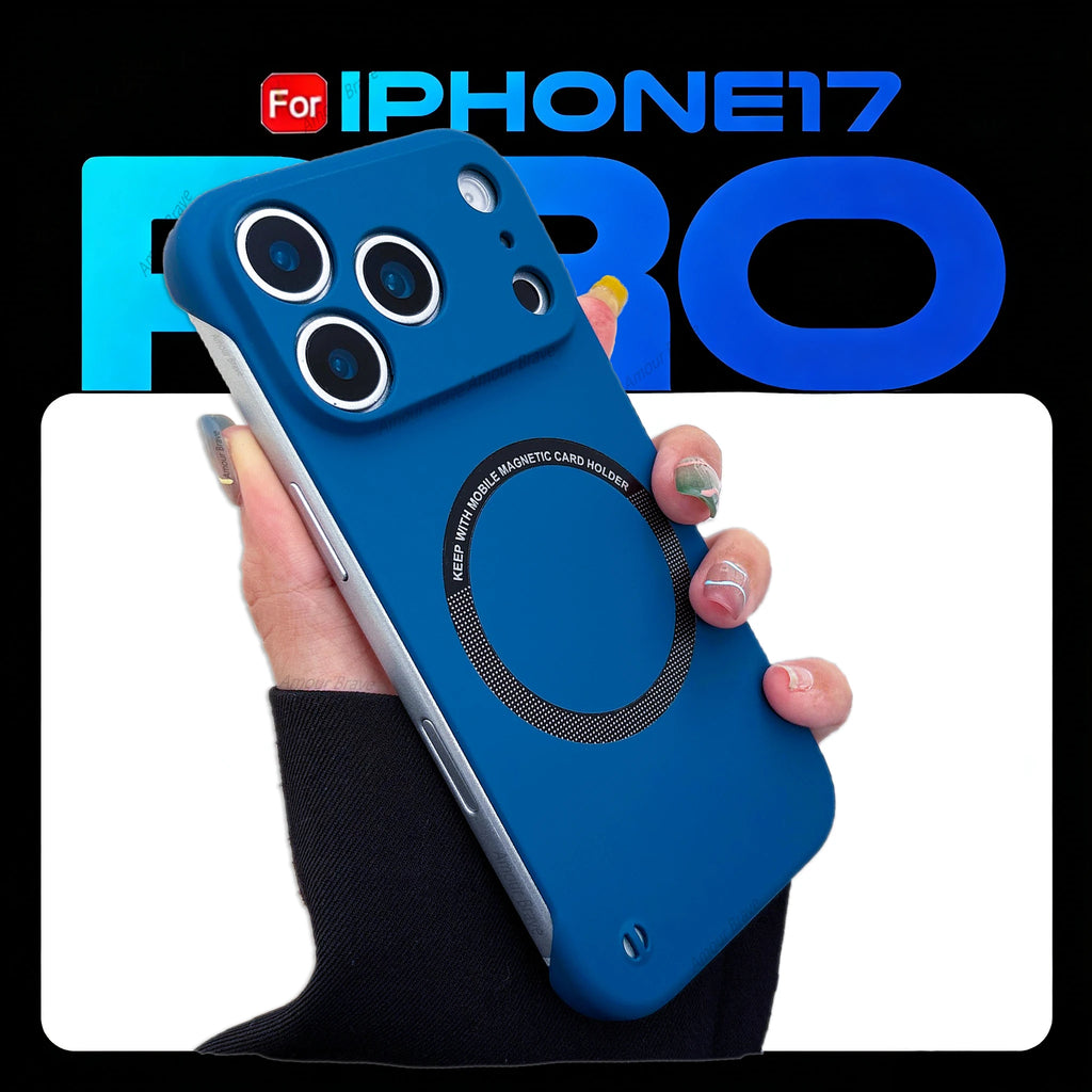 Ultra Thin Hard PC Magnetic Frameless Phone Case For Magsafe iPhone 17 Air 16 14 15 13 12 11 17 Pro Max Matte Color Solid Cover