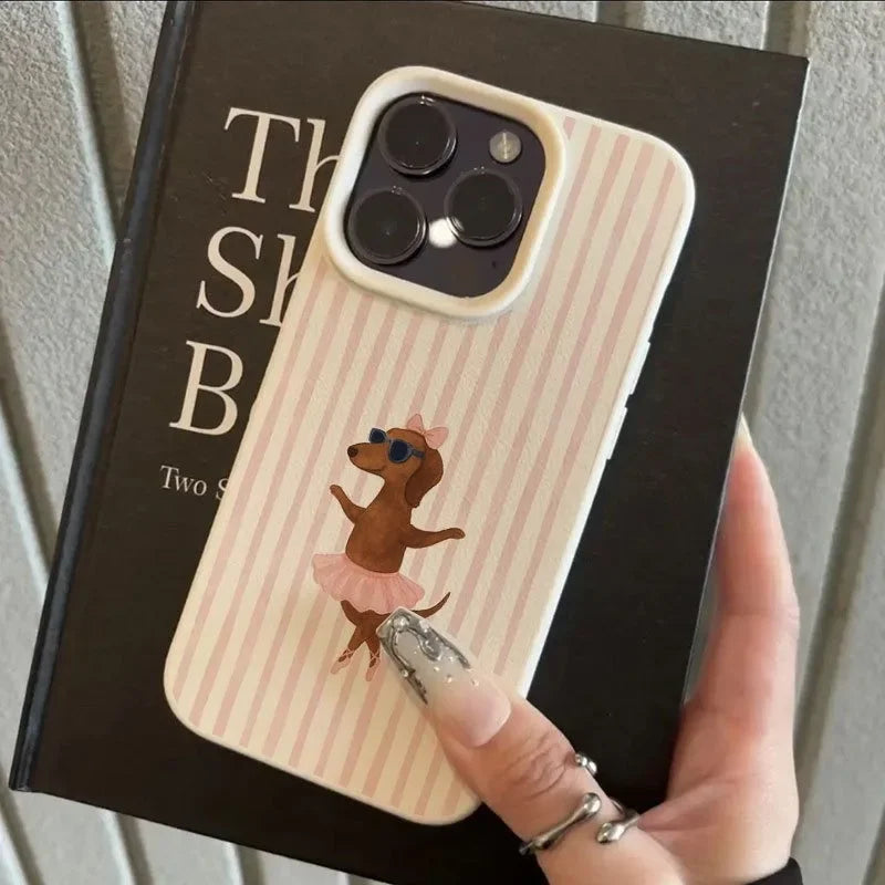 Cute Pink Striped Giraffe Pattern Phone Case For iPhone 17 16 Pro Max 15 14 Plus 13 12 11 Pro Max 17 Air 16E X XR XS Soft Cover