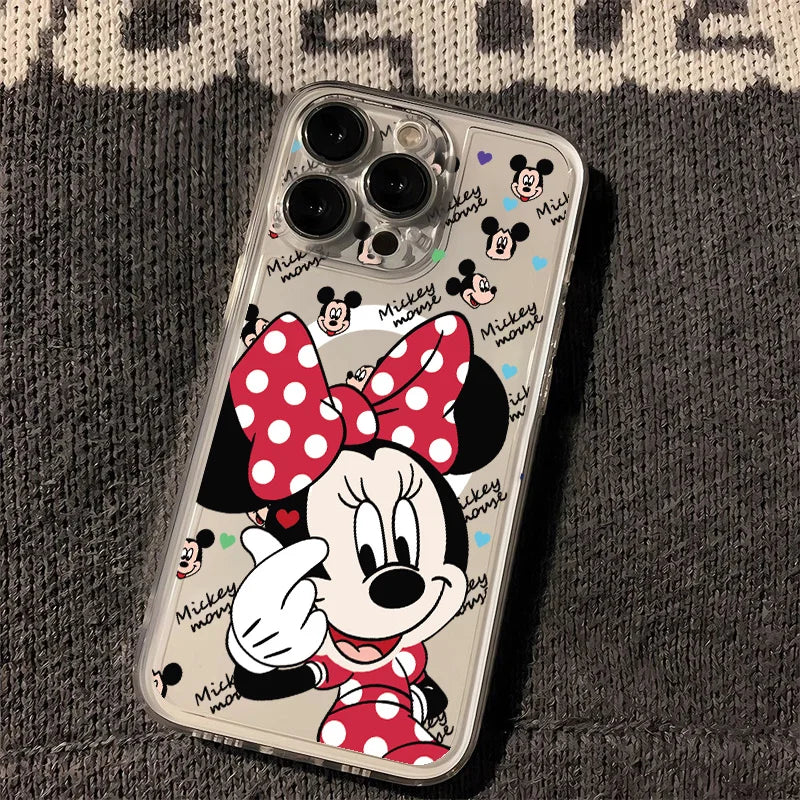 Mickeys Minnies Couple Magnetic Phone Case for Samsung Galaxy S25 S24 S23 S22 S21 S20 FE Edge Plus Ultra 5G Soft Clear TPU Cover