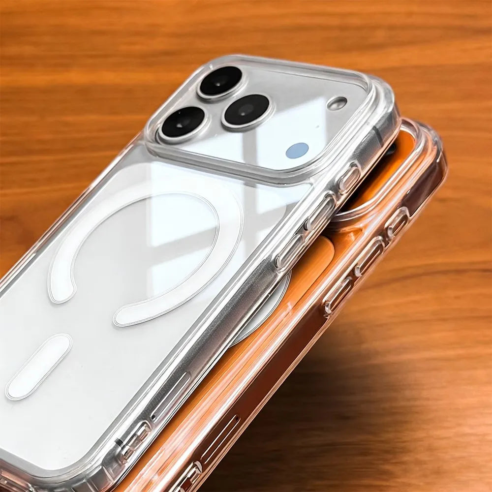 Magnetic Wireless Charging Case For iPhone 17 Air 16 15 14 Plus 13 12 11 Pro Max Xs Max Mini Clear Shockproof Magesafe Cover