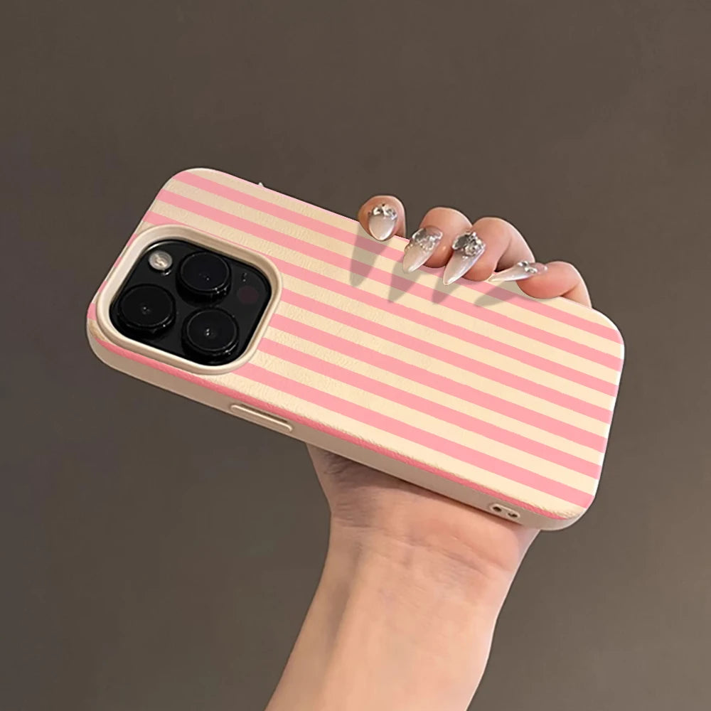 Colorful Striped Minimalist Couple Phone Case For iPhone 17 16 11 13 12 14 15 Pro Max 16 Plus 16E Shockproof Luxury Soft Cover