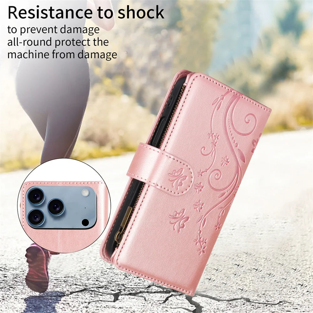 Luxury Flip Leather Phone Case for IPhone 17E 16E 17 Air 16 15 Plus 14 13 12 11 Pro Max XS XR Wallet Card Slot Purse Cover Coque