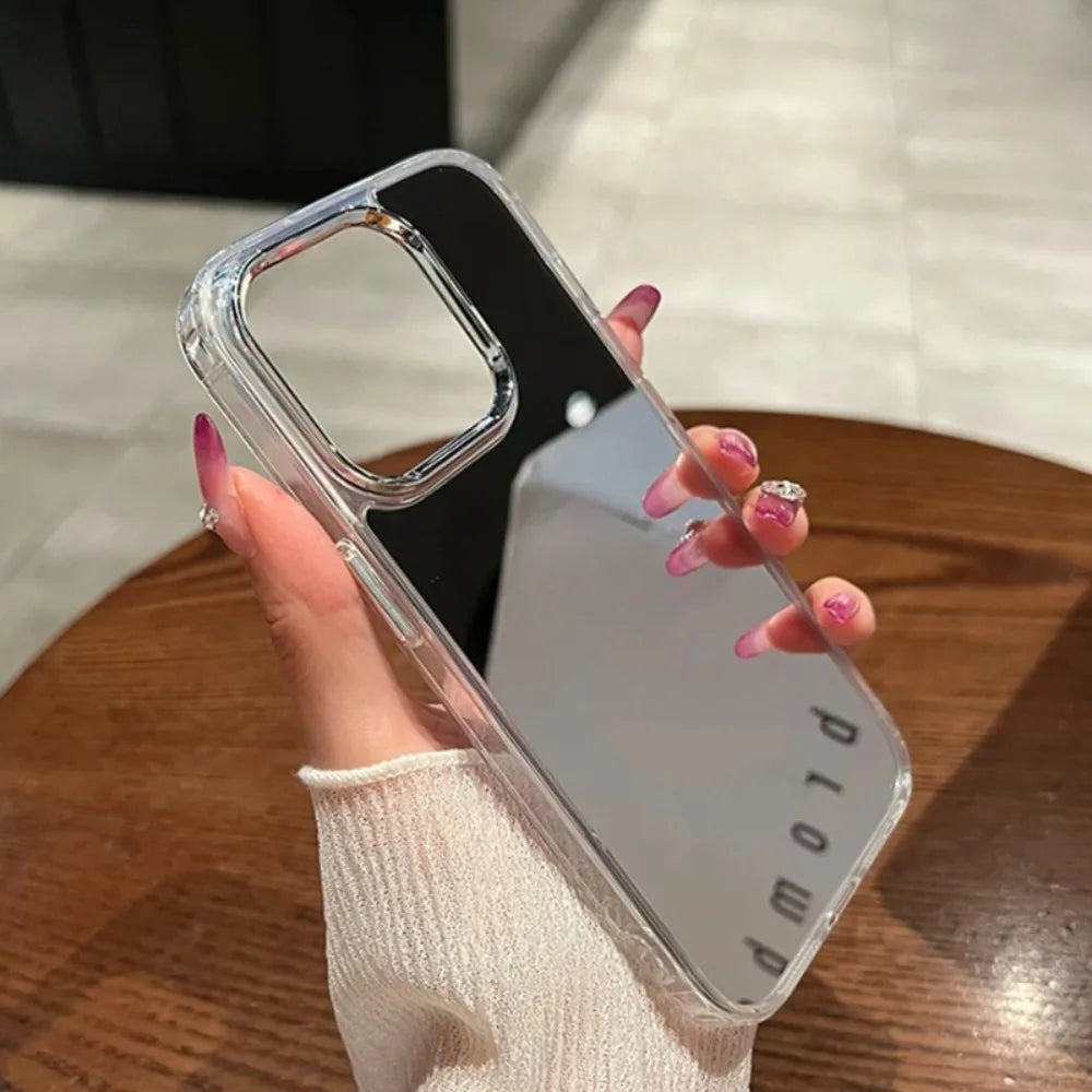 Luxury Plating Make Up Mirror Phone Case For iPhone 17 Air 11 12 13 14 15 16 Pro Max Mini XS Plus Hard Acrylic Shockproof Cover