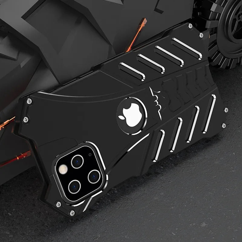Metal Armor Back Case for iPhone 16 15 14 Pro Max 15Plus 14Plus Shockproof Anti-Drop Aerospace Aluminum Batman Phone Bumper Case
