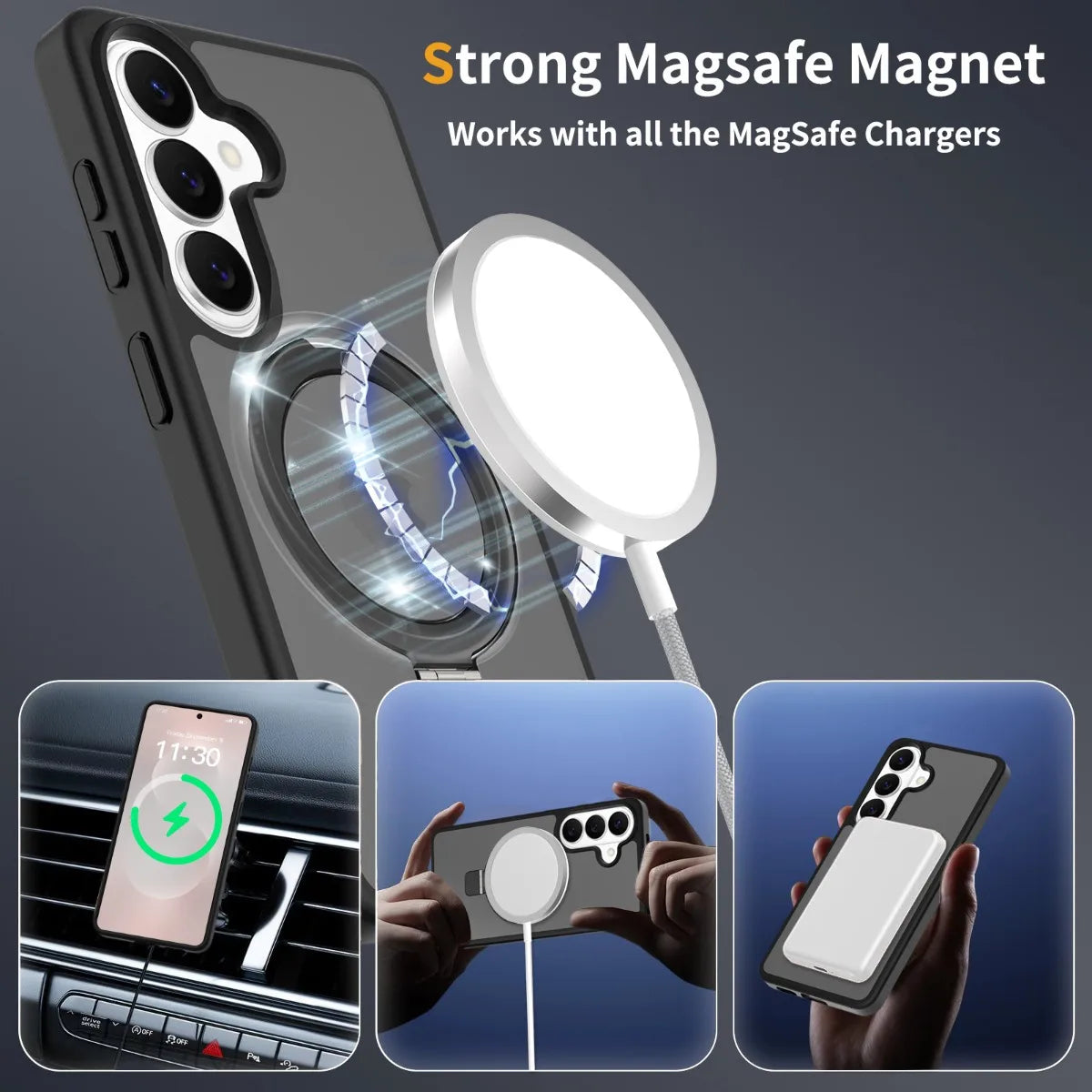 Magnetic for Magsafe Phone Case for Samsung Galaxy S25 Edge S26 Ultra S24 FE S23 A06 A07 A17 A16 A36 A56 Ring Holder Hard Cover