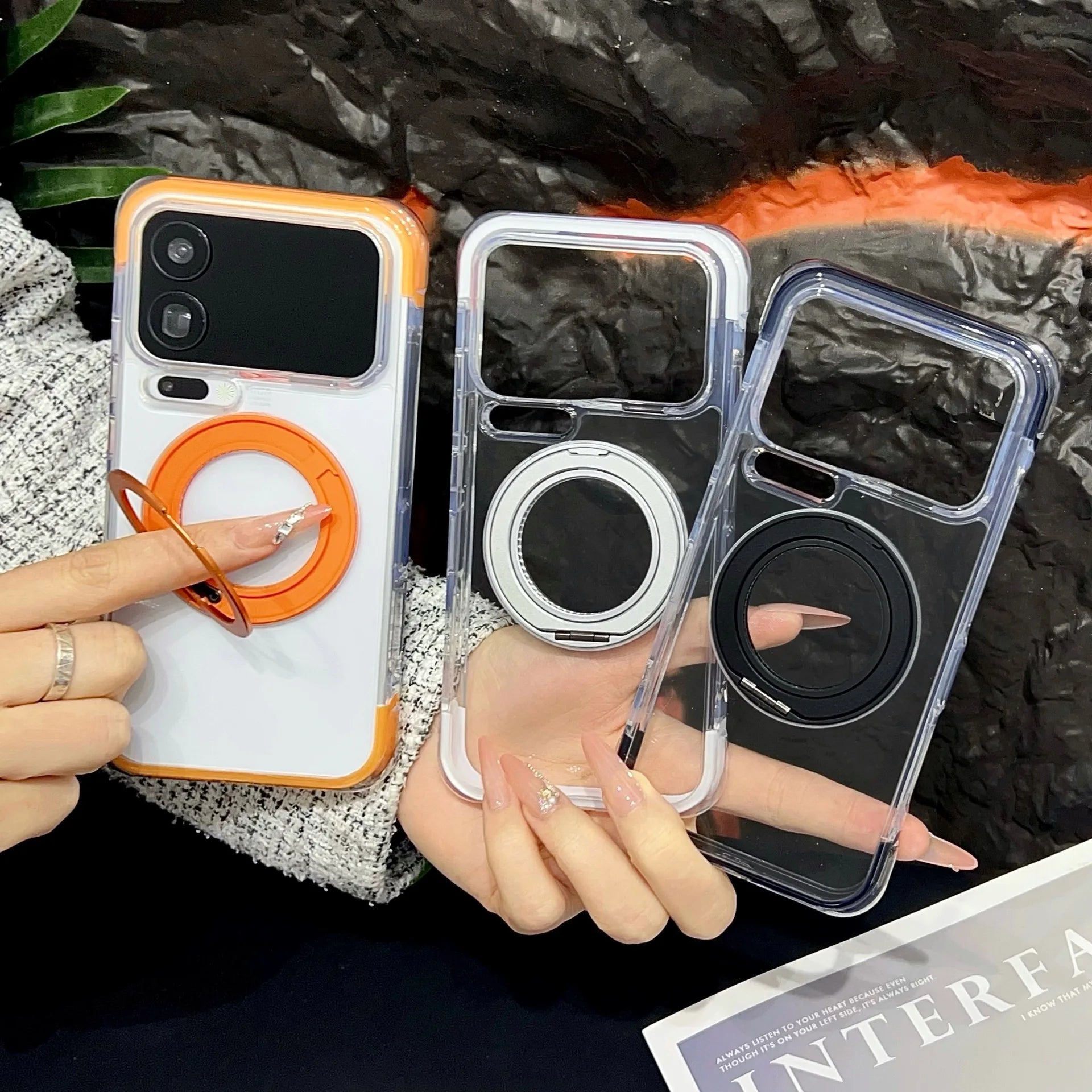 360° Rotation Ring Stand Magnetic Clear Case For Xiaomi 17 Pro Max  Anti-drop Shockproof for Magsafe Transparent Protective