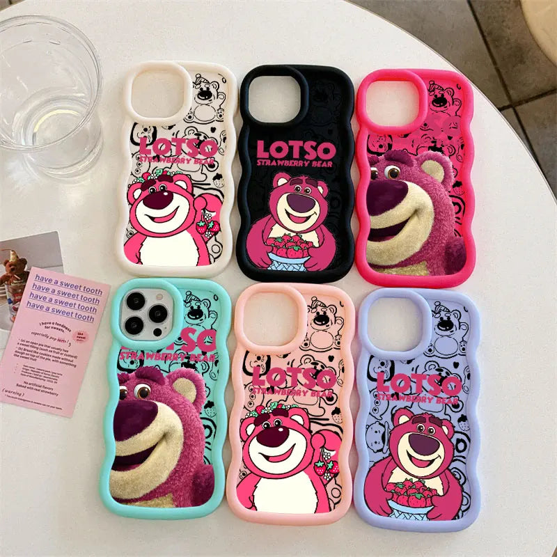 Lotso Strawberry Bear Candy Color Phone Case For iPhone 17 16 15 14 Plus 11 Pro Max 13 12 Mini 17Air 17E 16E Soft Silicone Cover