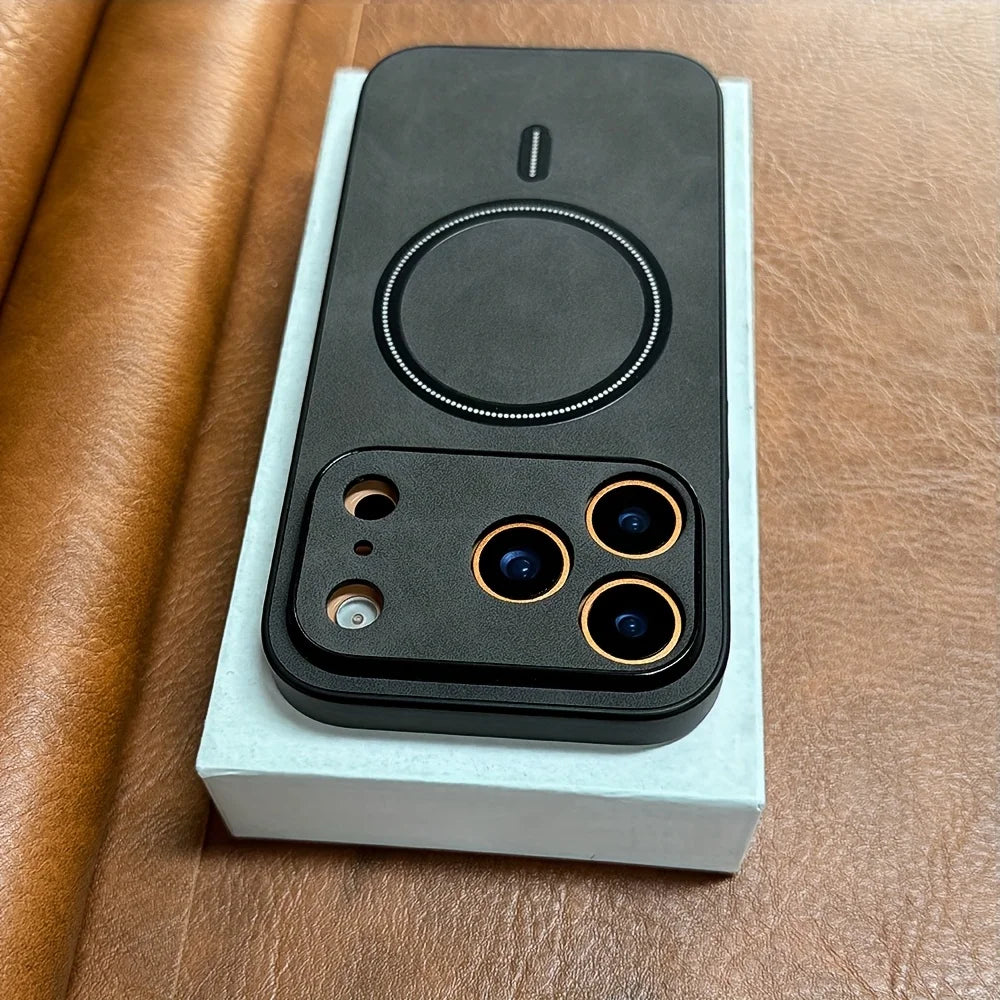 Advanced magnetic wireless charging phone case suitable foriPhone 17、16、15、14、13、12 Pro Max Features a stylish retro faux sheeps