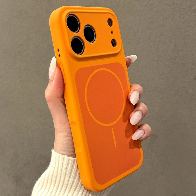 Luxury Magnetic Wireless Charge Liquid Silicone Phone Case For iPhone 15 16 17 Pro Max Magsafe Soft Bumper Back Cases Cover