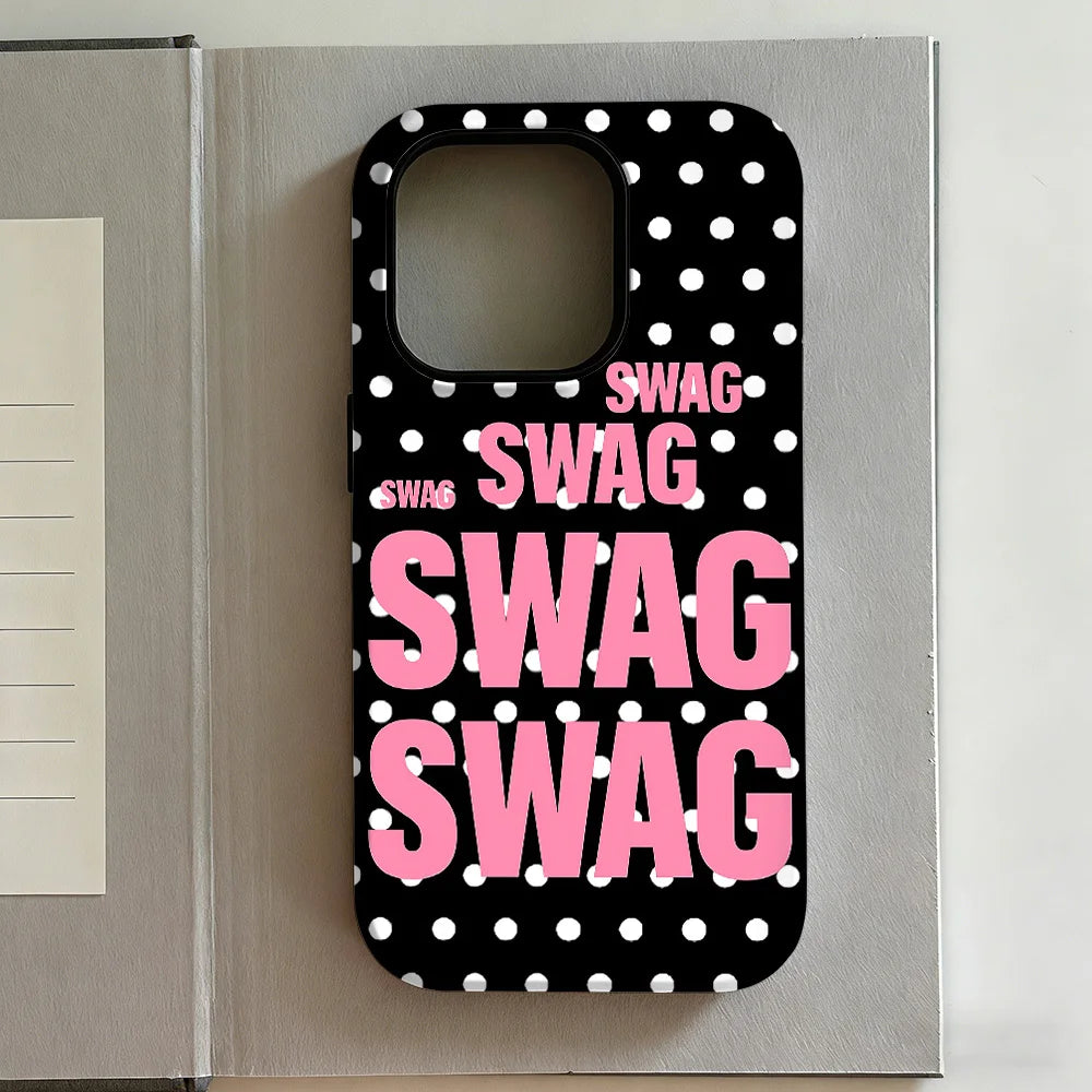 Luxury Y2K Style SWAG Phone Case for iPhone 17 16e 16 15 14 13 12 11 X XS XR XSMAX 7 8 Air Pro Max Plus Luxury Double-layer