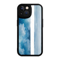 Phone Case Blue Sky Clouds And Vertical Stripes Pattern For Iphone X To Iphone 16 Pro Max Outdoor Travel And Daily Use