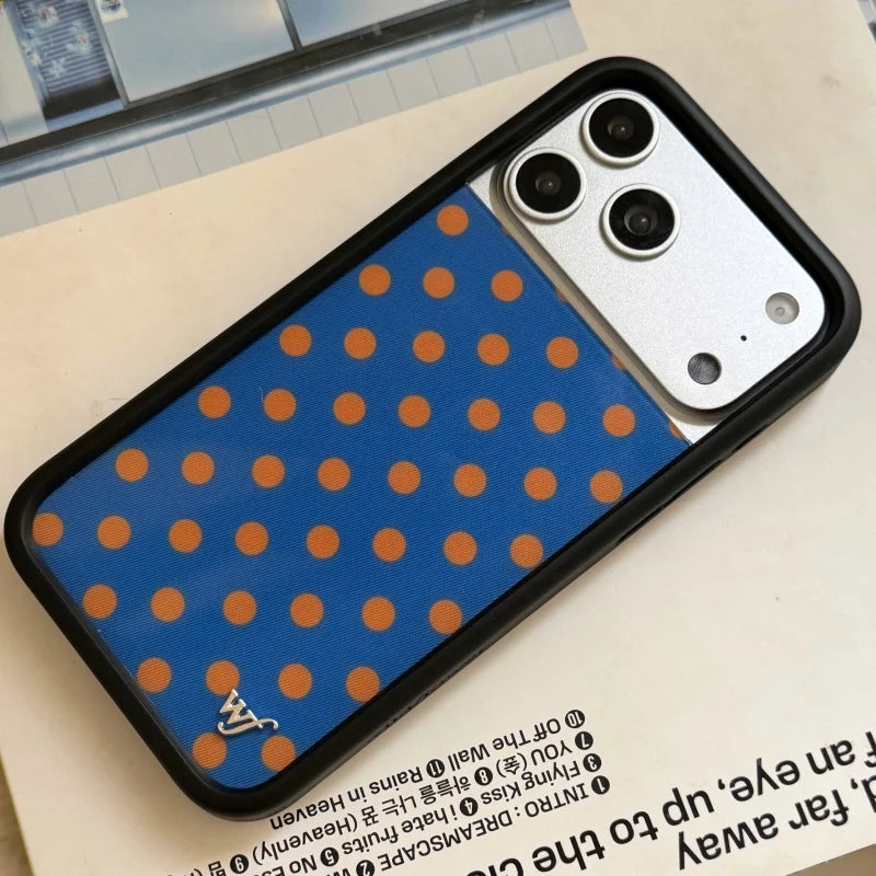 Wildflower Stars Fang Union Jack Phone Case for iPhone 12 13 14 15 16 17 Pro Max Plus Air wf INS Puppy Polka Dot Back Cover﻿﻿﻿﻿﻿