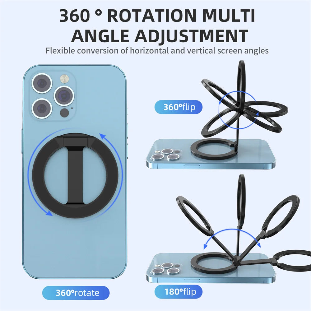 2024 Double-Sided Magnetic Phone Ring Holder for MagSafe Kickstand Magnet Grip for iPhone 15 14 13 12 Pro Android Phone Stand