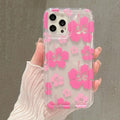 Pink Flower Case For Samsung Galaxy S25 Ultra S24 S23 S22 S21 Ultra Plus Note 20 S20 Ultra S25+ S24+ Casing Clear Airbag
