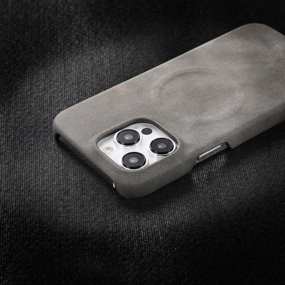 Luxury Sheepskin Leather Magnetic Phone Case for iPhone Air 12 13 14 15 16 17 Pro Max 15pro Charging Business For MagSafe Cover