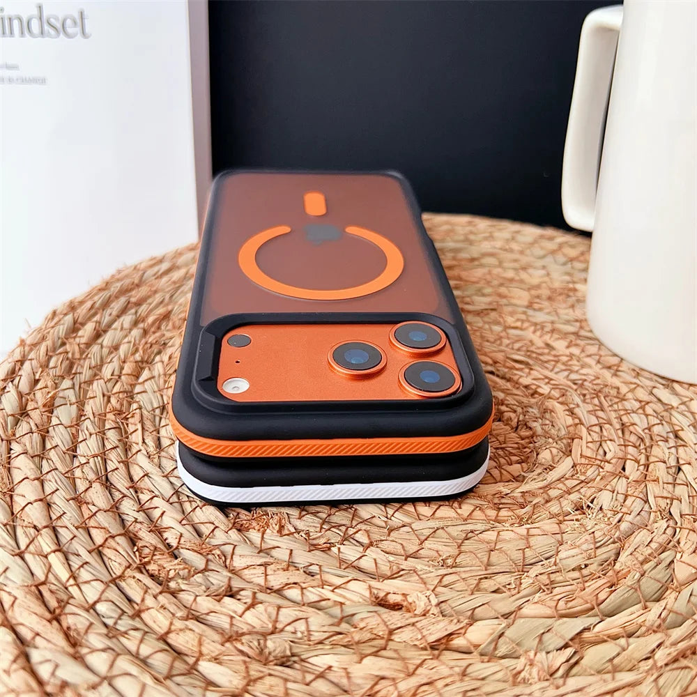 Shockproof Luxury Matte Magnetic Case for iPhone 17 Pro Max 17 Air 17 Pro Colorful Border for Magsafe Wireless Charging Cover