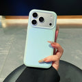 2in1 Cute Jelly Silicone Shockproof Phone Case For Apple iPhone 17 16 15 Pro Max Solid Color Ice Mist Non-Slip Shockproof Cover