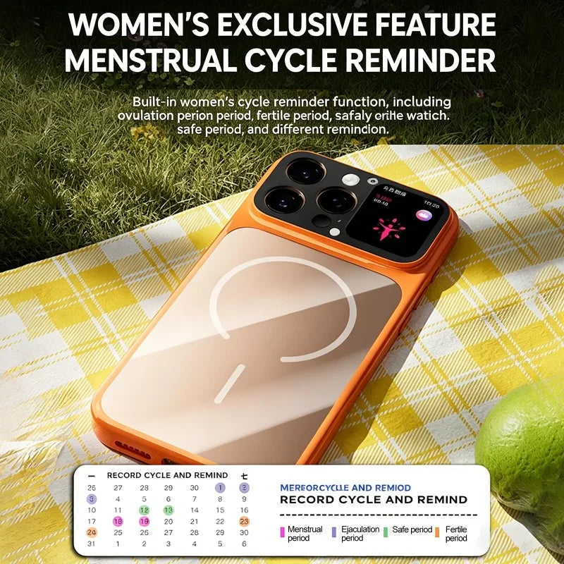 Smartphone Case with 1.85-inch HD Display Taking Photos Recording Intelligent Screen Phone Protective Case for iPhone 16 Pro Max
