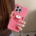 Korean INS Fashion Cute Bear Silicone Soft Phone Case for iPhone 17 Pro 12 13 14 15 Pro Max 16 Cover Cute Cartoon Protective Cas