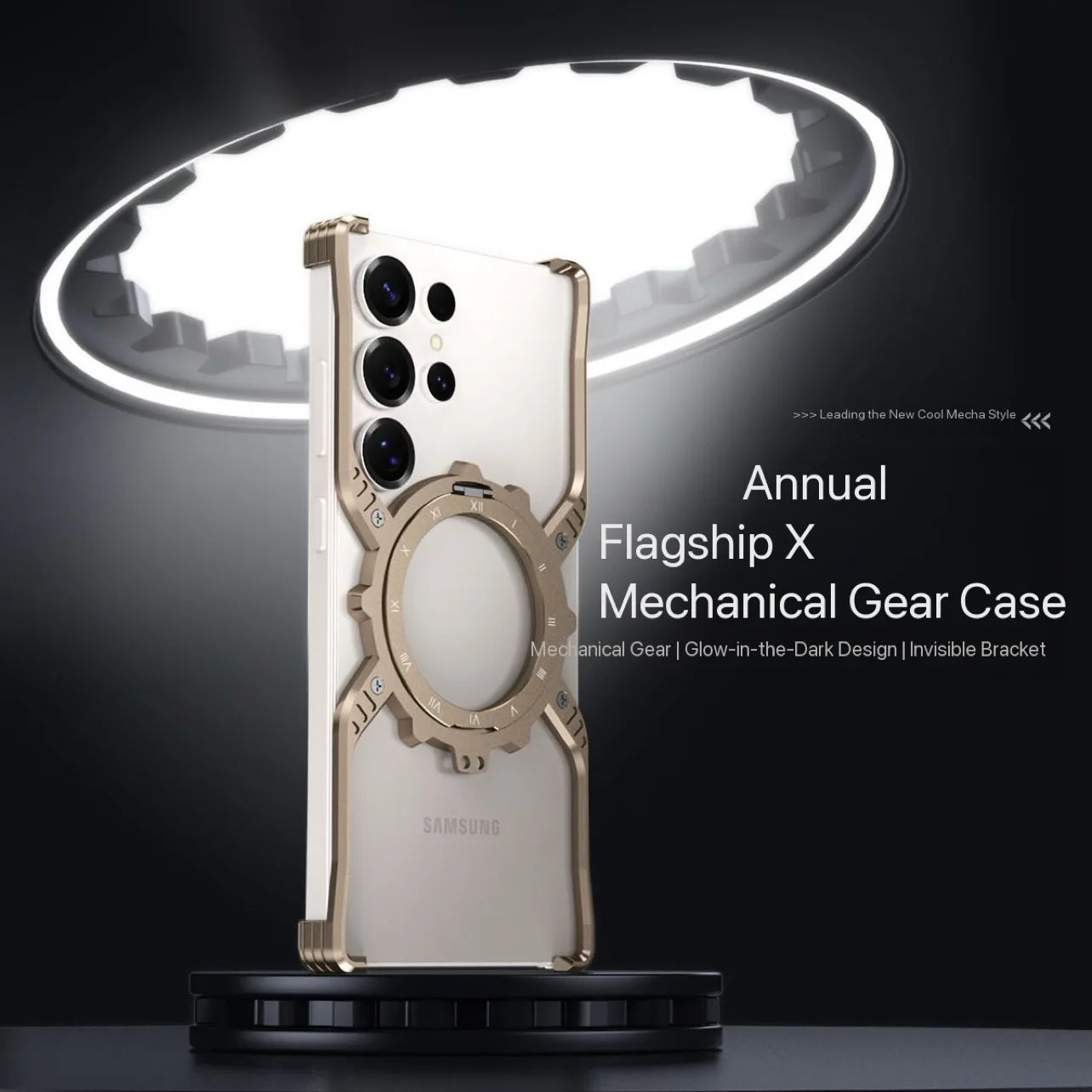 X mechanical gear phone case For Samsung Galaxy S26 S25 S24 S23 Ultra with Stand 360° Rotation Magsafe Bumper Protective Cover
