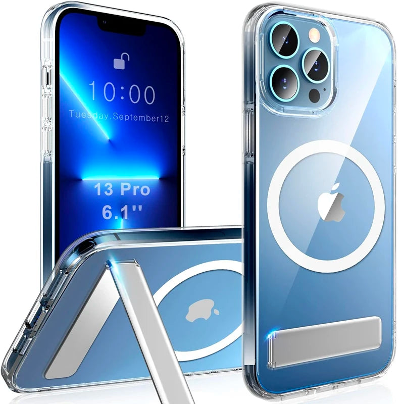 Magnetic Stand Phone Case for iPhone 17 16 15 14 Pro Max Plus 12 13 Mini 11 Mobile Cases with Kickstand Shockproof  Back Cover