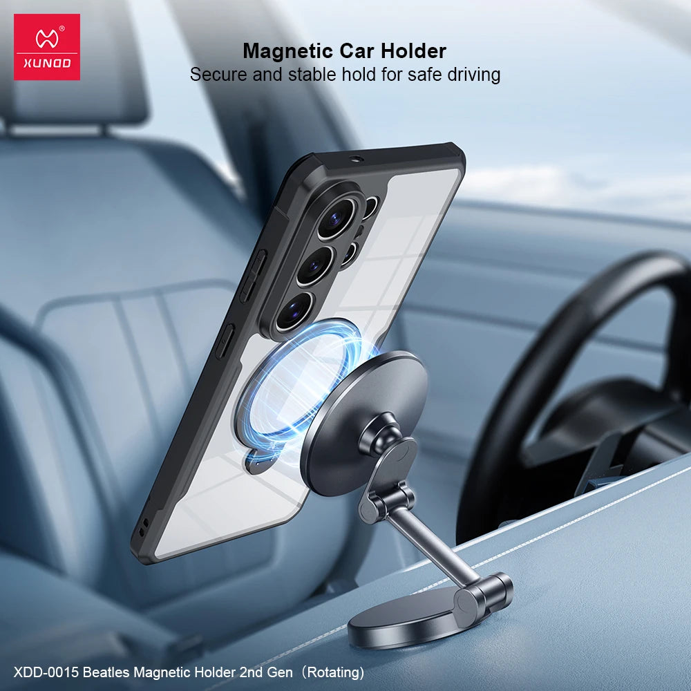 ‌Xundd For Samsung S26 Ultra S26 Plus Magnetic Holder Case - 360° Spin Stand with Airbag Shockproof & Lens Protection Funda