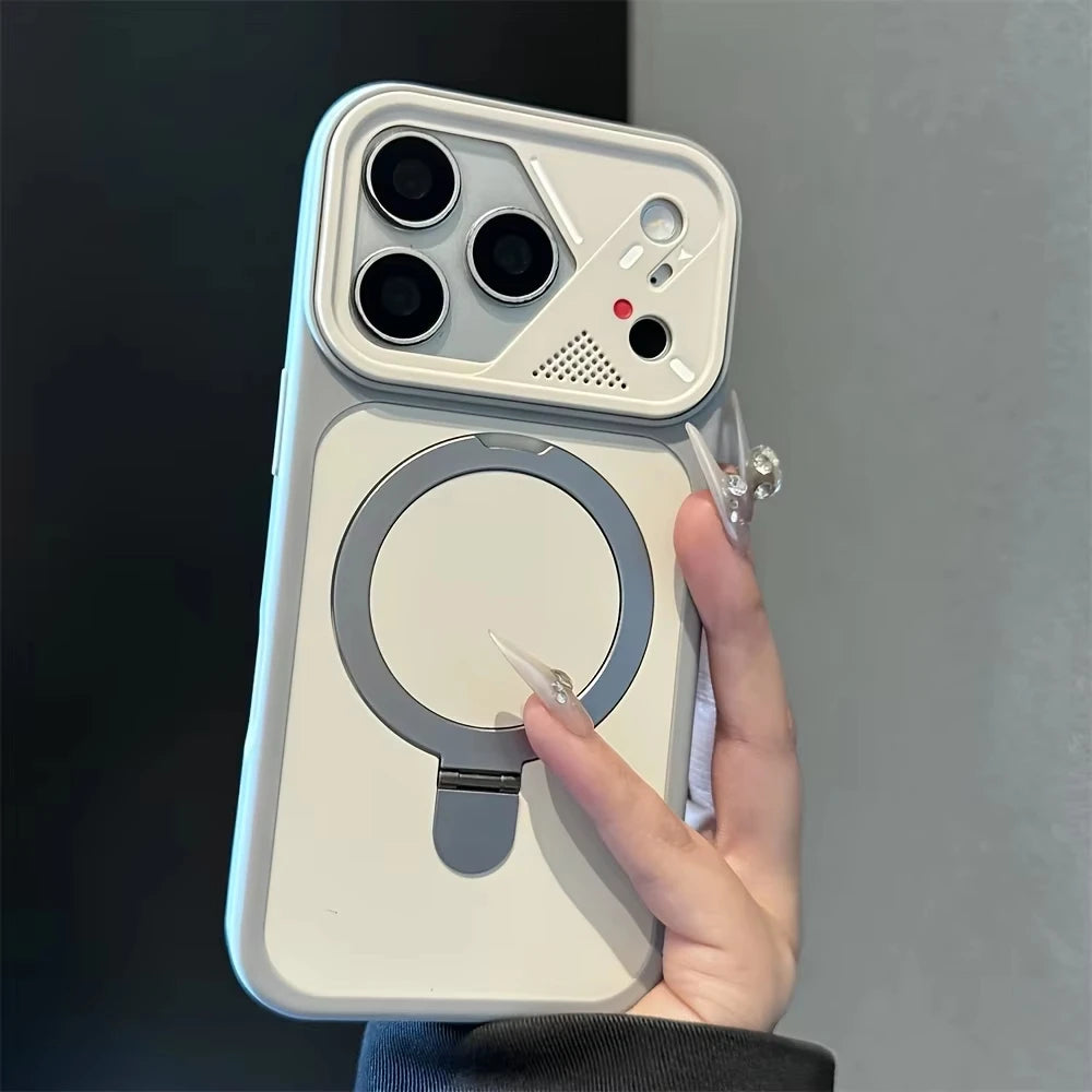 Armor Metal Ring Bracket For Magnetic Phone Case For iPhone 17 Air 16 15 14 Plus 13 12 11 17 Pro Max Matte Bumper Cover